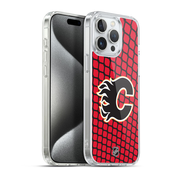 NHL Calgary Flames Net Pattern Soft Gel Case for Apple iPhone 15 Pro Max & MagSafe