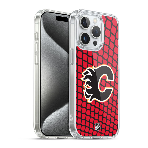 NHL Calgary Flames Net Pattern Soft Gel Case for Apple iPhone 15 Pro & MagSafe