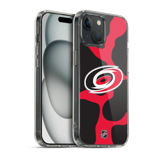 NHL Carolina Hurricanes Cow Pattern Soft Gel Case for Apple iPhone 15