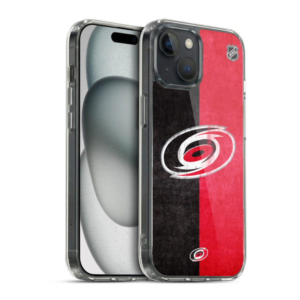 NHL Carolina Hurricanes Half Distressed Soft Gel Case for Apple iPhone 15