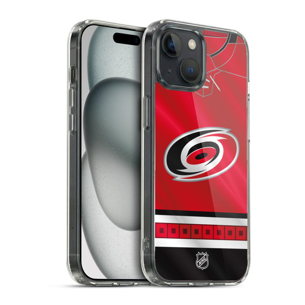 NHL Carolina Hurricanes Jersey Soft Gel Case for Apple iPhone 15