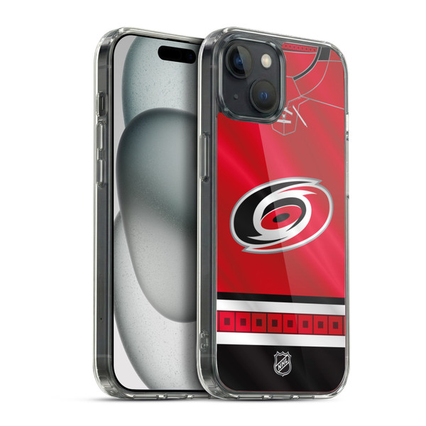 NHL Carolina Hurricanes Jersey Soft Gel Case for Apple iPhone 15 Plus
