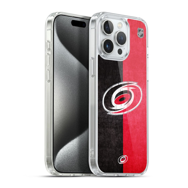 NHL Carolina Hurricanes Half Distressed Soft Gel Case for Apple iPhone 15 Pro Max