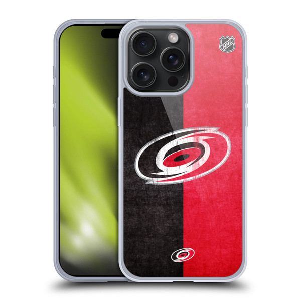 NHL Carolina Hurricanes Half Distressed Soft Gel Case for Apple iPhone 15 Pro Max
