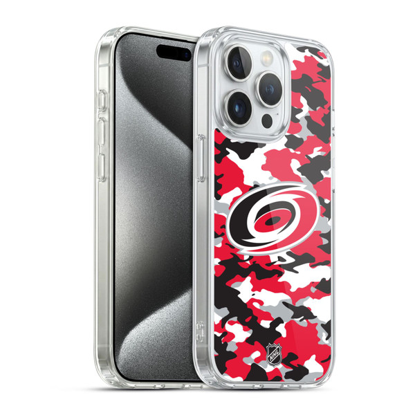 NHL Carolina Hurricanes Camouflage Soft Gel Case for Apple iPhone 15 Pro
