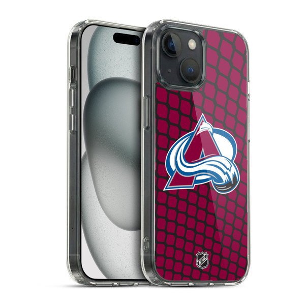 NHL Colorado Avalanche Net Pattern Soft Gel Case for Apple iPhone 15 & MagSafe