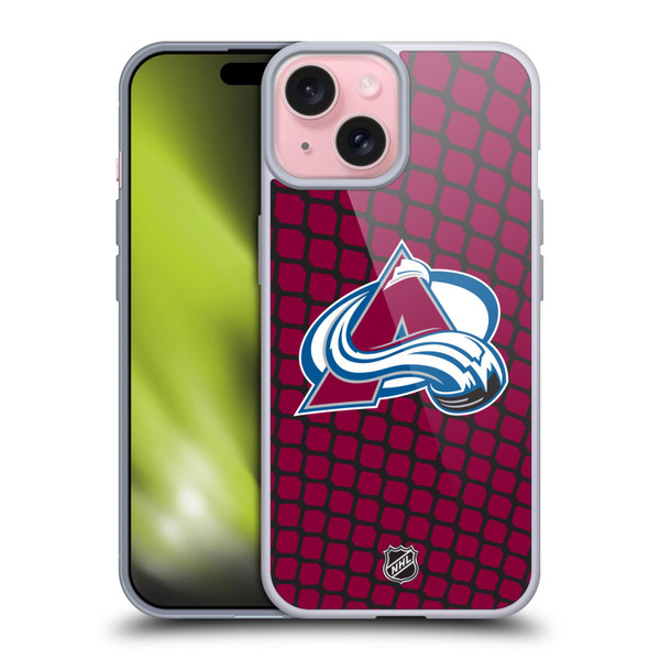 NHL Colorado Avalanche Net Pattern Soft Gel Case for Apple iPhone 15