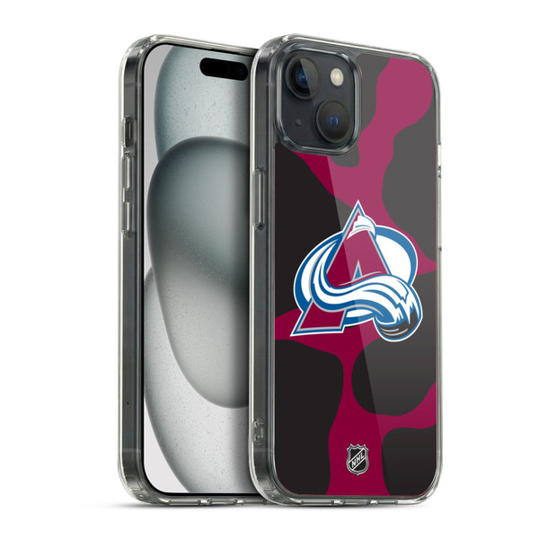 NHL Colorado Avalanche Cow Pattern Soft Gel Case for Apple iPhone 15 Plus & MagSafe
