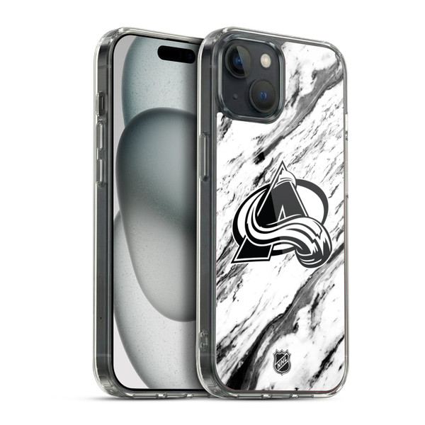 NHL Colorado Avalanche Marble Soft Gel Case for Apple iPhone 15 Plus & MagSafe