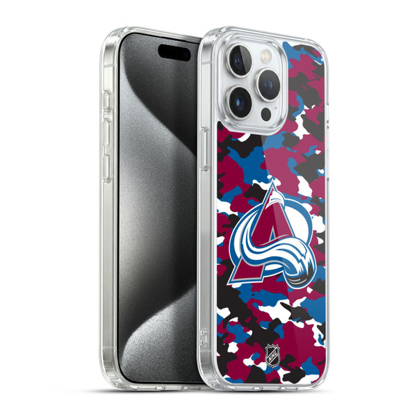 NHL Colorado Avalanche Camouflage Soft Gel Case for Apple iPhone 15 Pro Max & MagSafe