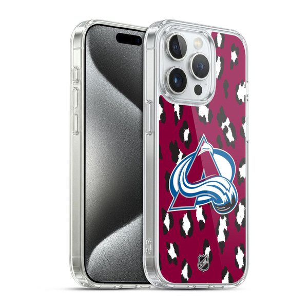 NHL Colorado Avalanche Leopard Pattern Soft Gel Case for Apple iPhone 15 Pro & MagSafe