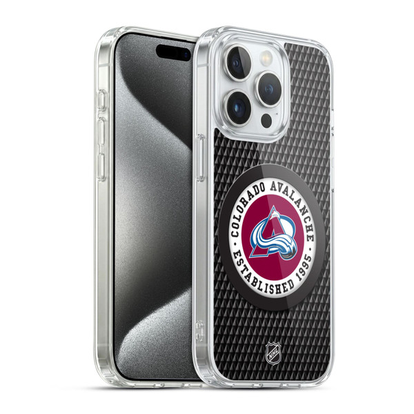 NHL Colorado Avalanche Puck Texture Soft Gel Case for Apple iPhone 15 Pro & MagSafe