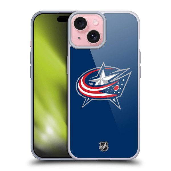 NHL Columbus Blue Jackets Plain Soft Gel Case for Apple iPhone 15