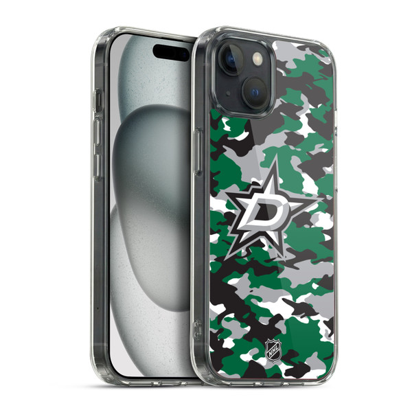 NHL Dallas Stars Camouflage Soft Gel Case for Apple iPhone 15 Plus