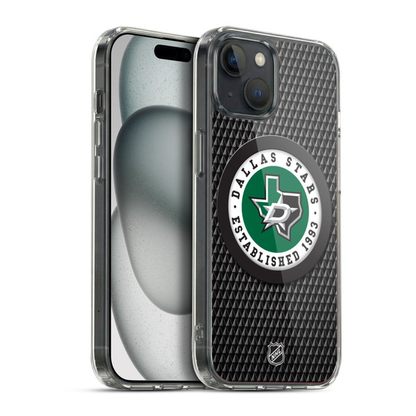 NHL Dallas Stars Puck Texture Soft Gel Case for Apple iPhone 15 Plus