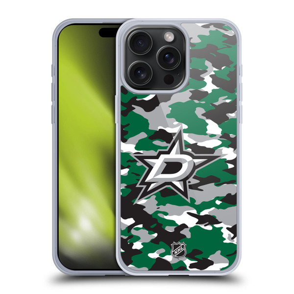 NHL Dallas Stars Camouflage Soft Gel Case for Apple iPhone 15 Pro Max