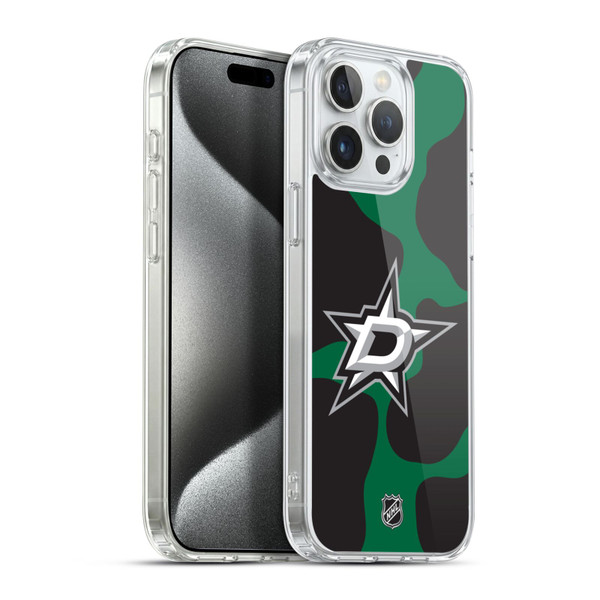 NHL Dallas Stars Cow Pattern Soft Gel Case for Apple iPhone 15 Pro Max