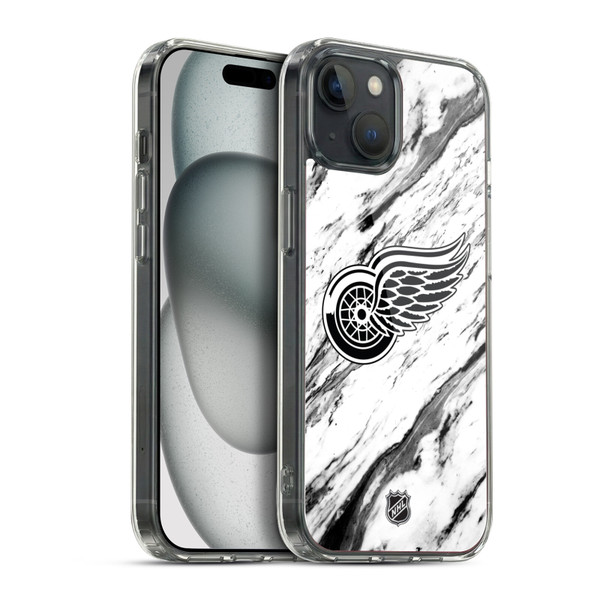 NHL Detroit Red Wings Marble Soft Gel Case for Apple iPhone 15 Plus & MagSafe