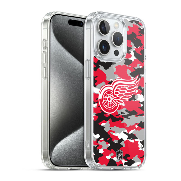 NHL Detroit Red Wings Camouflage Soft Gel Case for Apple iPhone 15 Pro & MagSafe