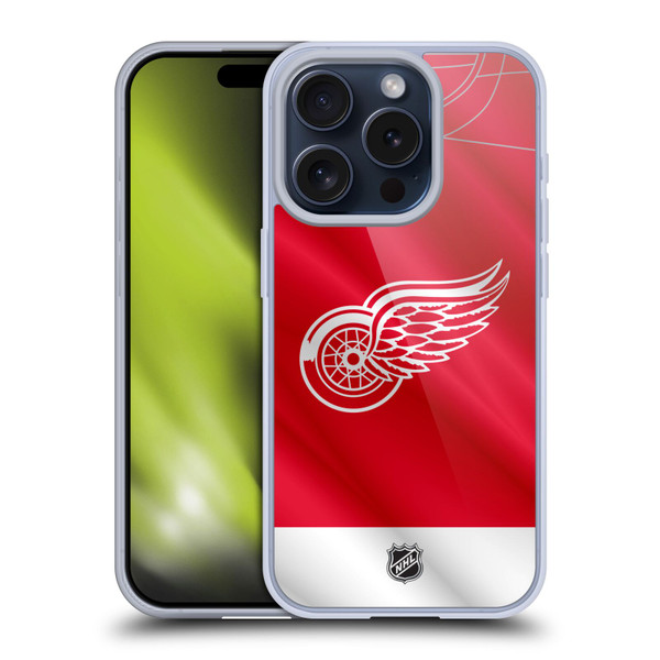 NHL Detroit Red Wings Jersey Soft Gel Case for Apple iPhone 15 Pro