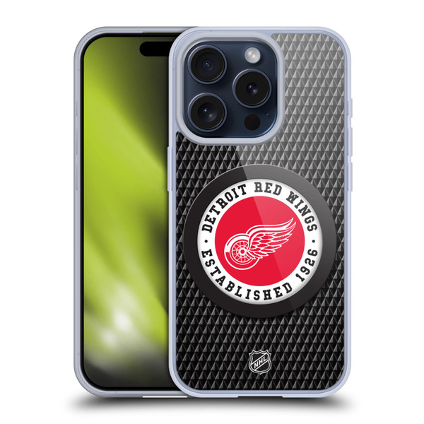NHL Detroit Red Wings Puck Texture Soft Gel Case for Apple iPhone 15 Pro