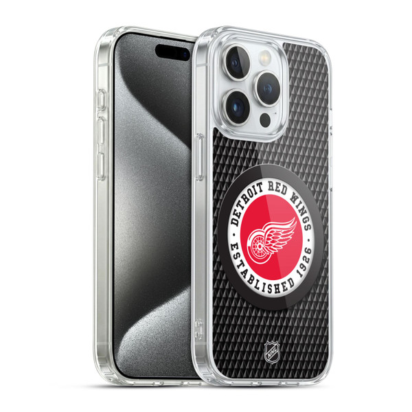 NHL Detroit Red Wings Puck Texture Soft Gel Case for Apple iPhone 15 Pro & MagSafe