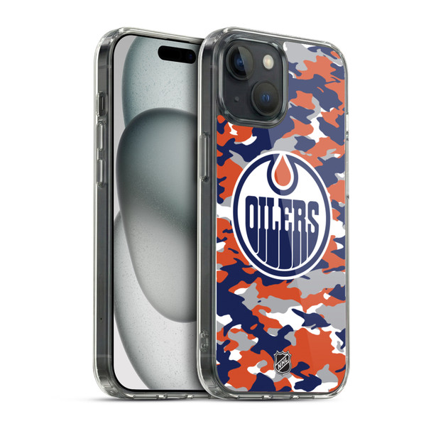 NHL Edmonton Oilers Camouflage Soft Gel Case for Apple iPhone 15 & MagSafe