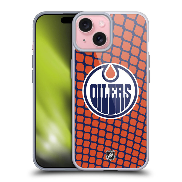 NHL Edmonton Oilers Net Pattern Soft Gel Case for Apple iPhone 15