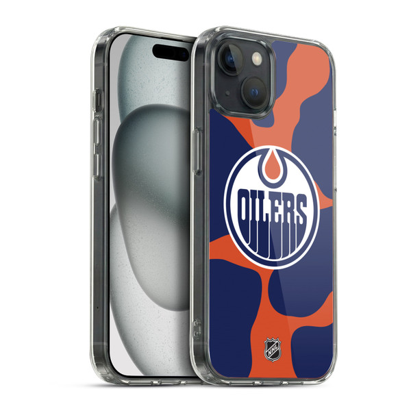 NHL Edmonton Oilers Cow Pattern Soft Gel Case for Apple iPhone 15 Plus & MagSafe