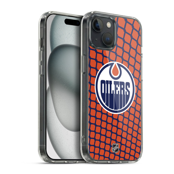NHL Edmonton Oilers Net Pattern Soft Gel Case for Apple iPhone 15 Plus & MagSafe