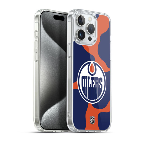 NHL Edmonton Oilers Cow Pattern Soft Gel Case for Apple iPhone 15 Pro Max & MagSafe