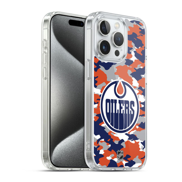 NHL Edmonton Oilers Camouflage Soft Gel Case for Apple iPhone 15 Pro & MagSafe