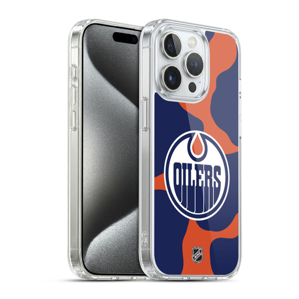 NHL Edmonton Oilers Cow Pattern Soft Gel Case for Apple iPhone 15 Pro & MagSafe