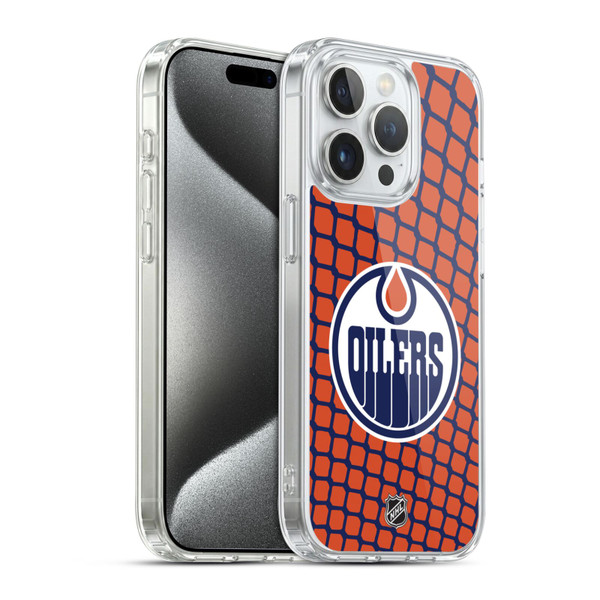 NHL Edmonton Oilers Net Pattern Soft Gel Case for Apple iPhone 15 Pro & MagSafe