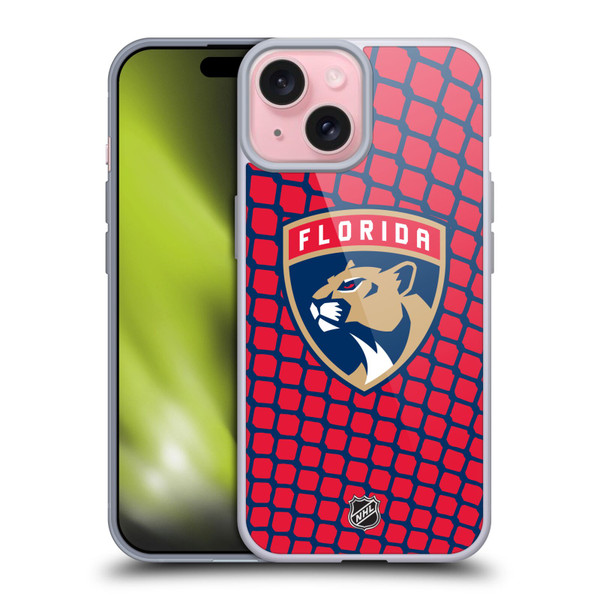 NHL Florida Panthers Net Pattern Soft Gel Case for Apple iPhone 15