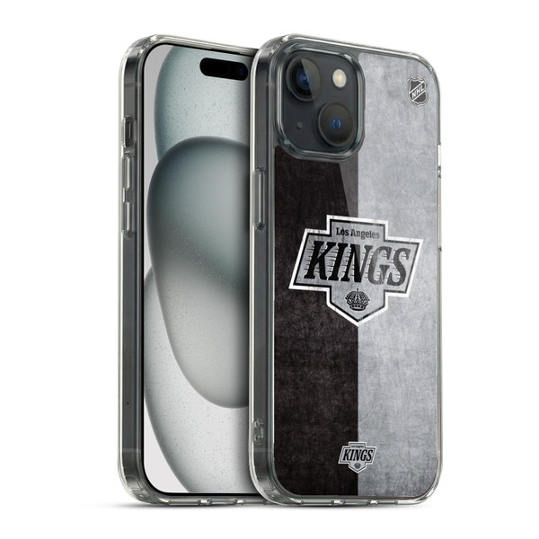 NHL Los Angeles Kings Half Distressed Soft Gel Case for Apple iPhone 15