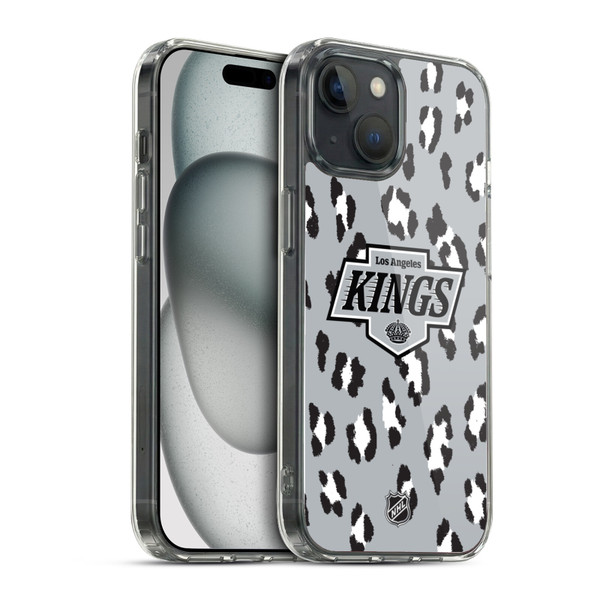 NHL Los Angeles Kings Leopard Pattern Soft Gel Case for Apple iPhone 15