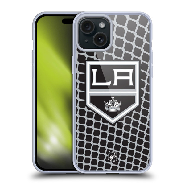 NHL Los Angeles Kings Net Pattern Soft Gel Case for Apple iPhone 15 Plus