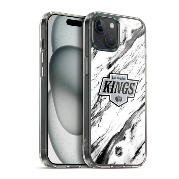 NHL Los Angeles Kings Marble Soft Gel Case for Apple iPhone 15 Plus