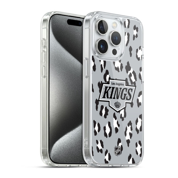 NHL Los Angeles Kings Leopard Pattern Soft Gel Case for Apple iPhone 15 Pro