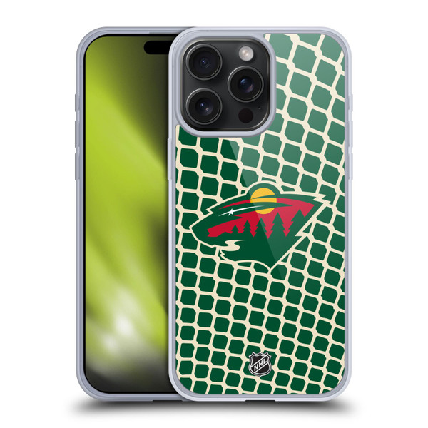 NHL Minnesota Wild Net Pattern Soft Gel Case for Apple iPhone 15 Pro Max