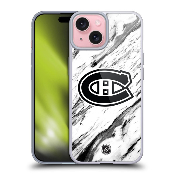 NHL Montreal Canadiens Marble Soft Gel Case for Apple iPhone 15
