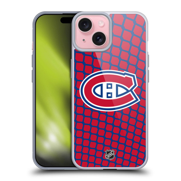 NHL Montreal Canadiens Net Pattern Soft Gel Case for Apple iPhone 15