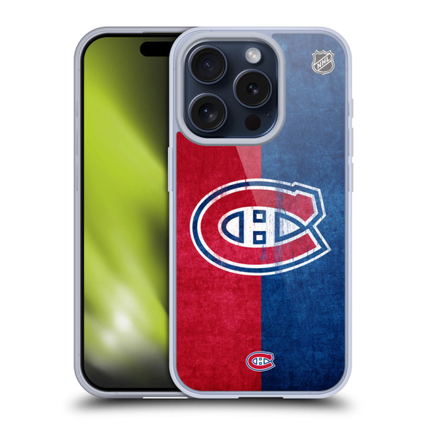 NHL Montreal Canadiens Half Distressed Soft Gel Case for Apple iPhone 15 Pro