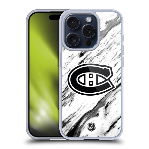 NHL Montreal Canadiens Marble Soft Gel Case for Apple iPhone 15 Pro
