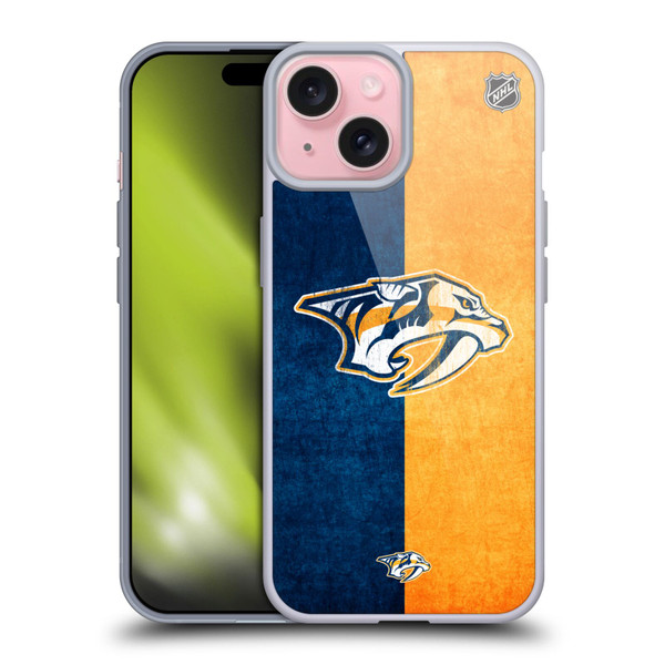 NHL Nashville Predators Half Distressed Soft Gel Case for Apple iPhone 15