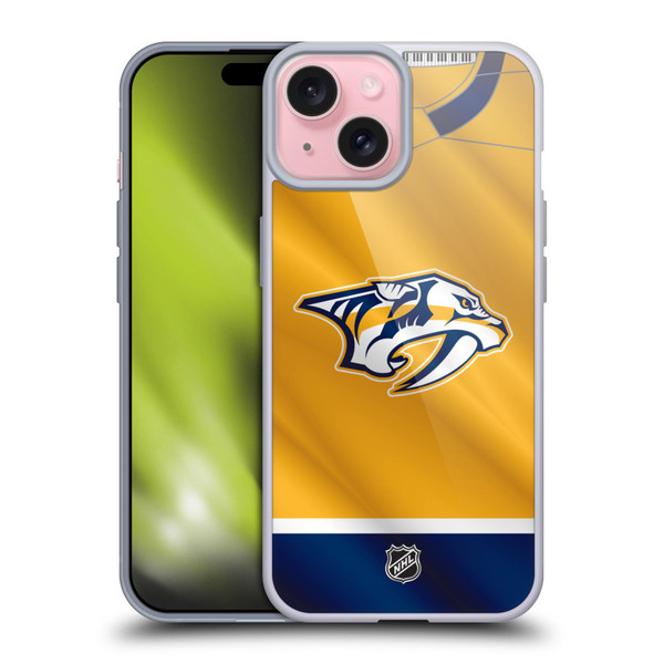 NHL Nashville Predators Jersey Soft Gel Case for Apple iPhone 15