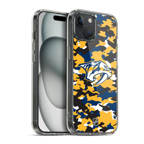 NHL Nashville Predators Camouflage Soft Gel Case for Apple iPhone 15 Plus & MagSafe