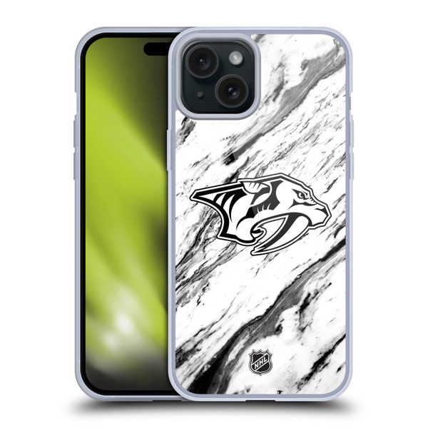 NHL Nashville Predators Marble Soft Gel Case for Apple iPhone 15 Plus
