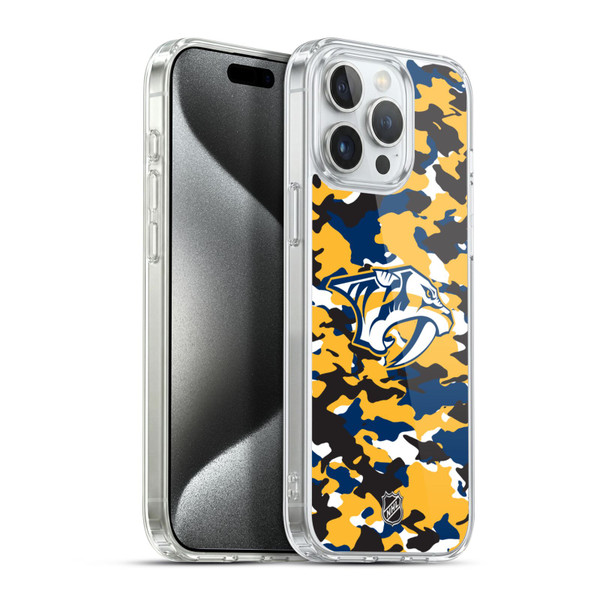 NHL Nashville Predators Camouflage Soft Gel Case for Apple iPhone 15 Pro Max & MagSafe